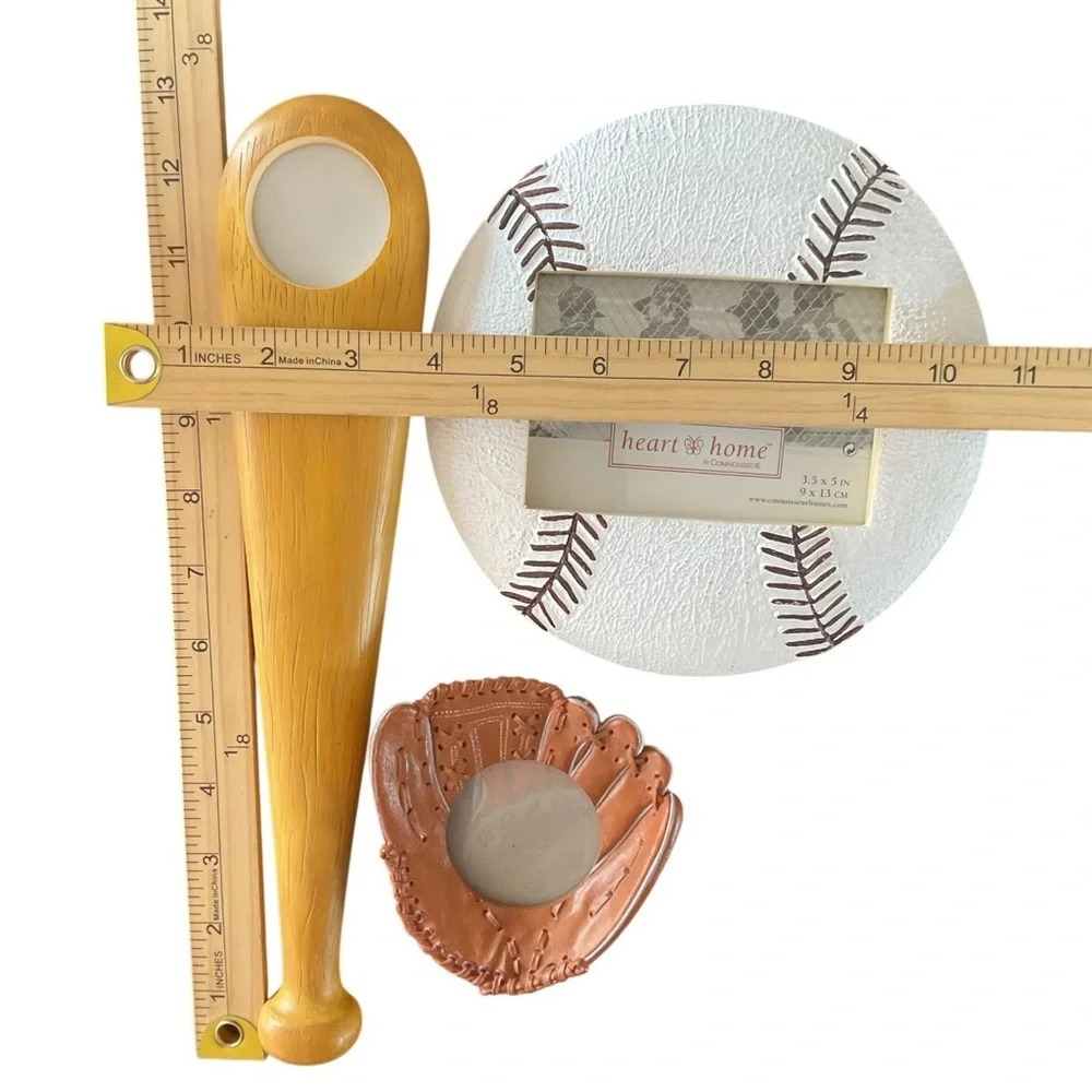 Baseball Photo Frame Set Bat Glove Ball Sports Decor Heart & Home